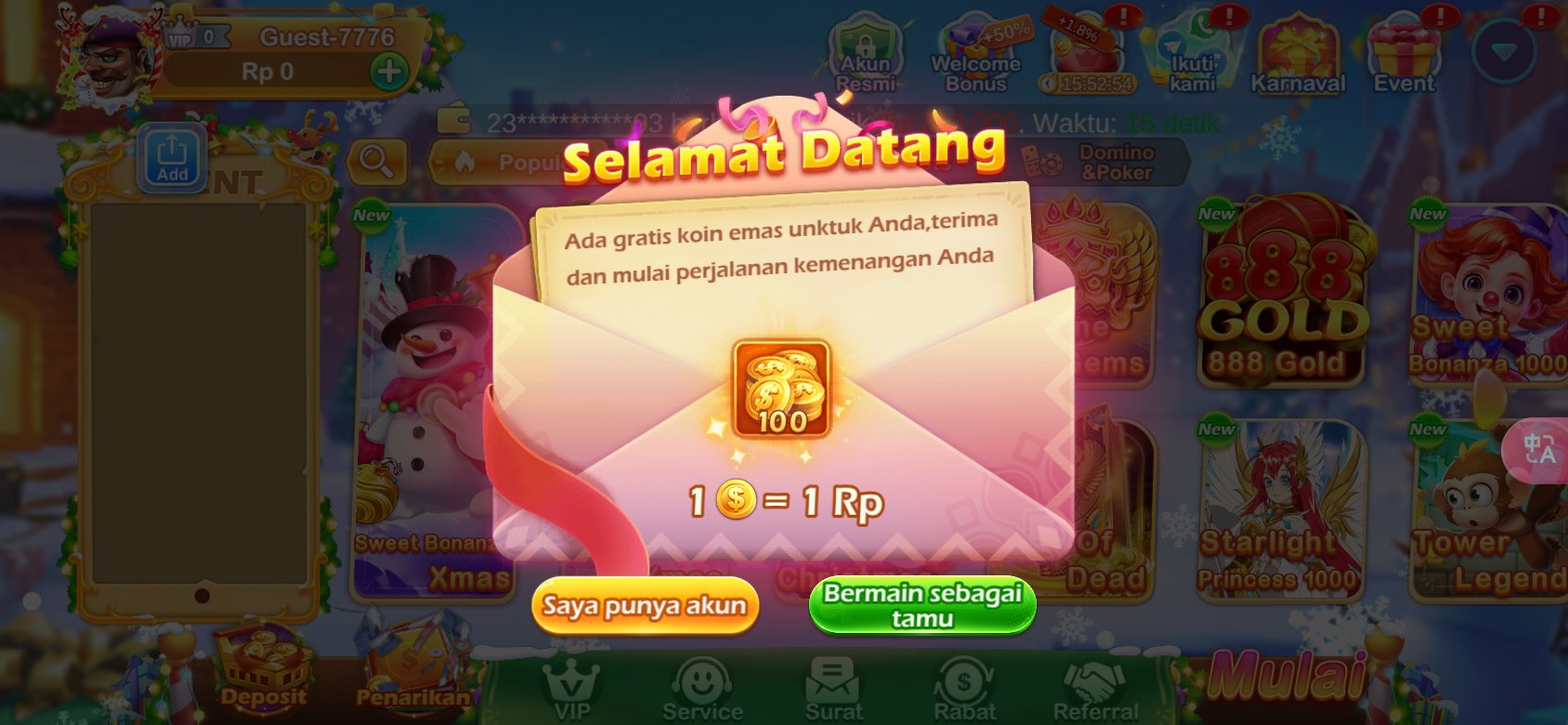 Selamat Datang! Dapatkan 100 koin emas gratis untuk pengguna baru.